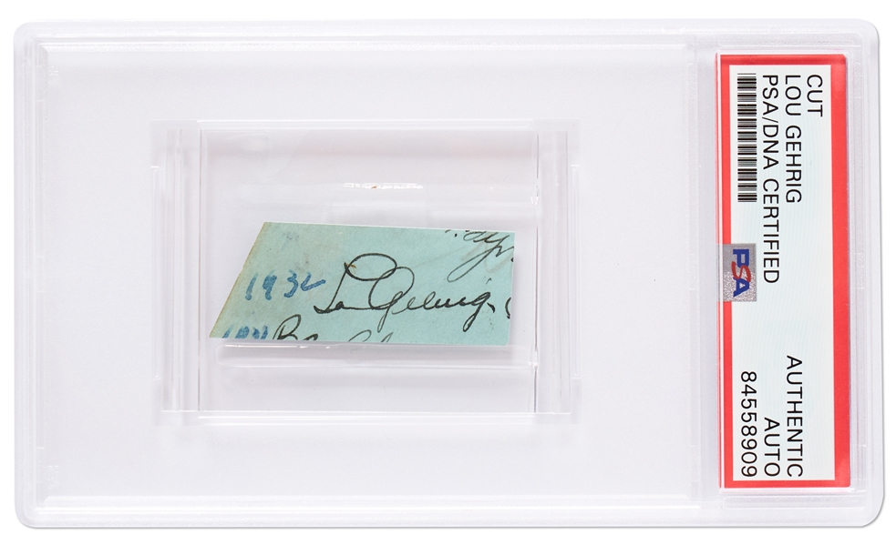 Lou Gehrig Signature -- PSA/DNA Encapsulated