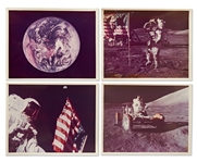 14 NASA Photos on ''A Kodak Paper'' Including Apollo 17 Blue Marble Photo -- Plus 13 Photos on ''GAF'' Photo Paper, Black Numbered Photos & John Glenn Signature