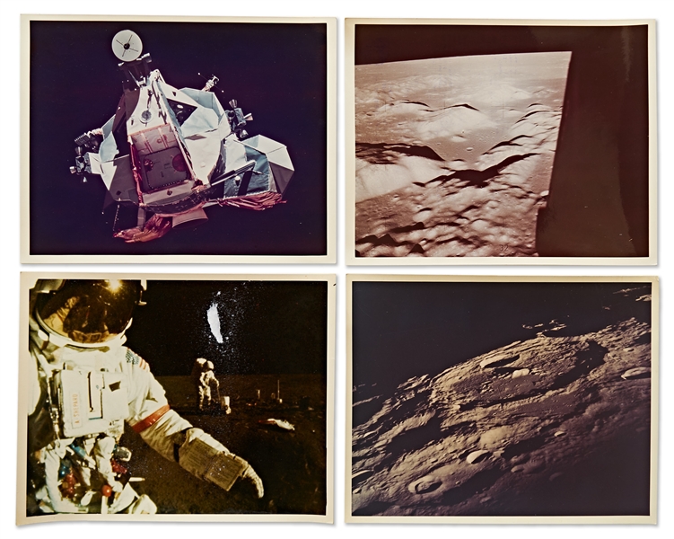 14 NASA Photos on ''A Kodak Paper'' Including Apollo 17 Blue Marble Photo -- Plus 13 Photos on ''GAF'' Photo Paper, Black Numbered Photos & John Glenn Signature