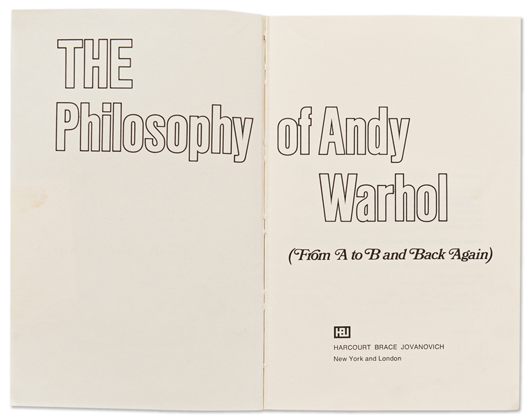Andy Warhol Sketches His Famous Campbell's Soup Can -- Drawn in a Signed First Edition of ''The Philosophy of Andy Warhol''