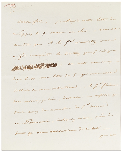 Napoleon Bonaparte Letter Signed -- 1813 Letter to His Step-Son with Excellent Military Content: ''...it's not yet decided whether Prussia will join the campaign against us...''