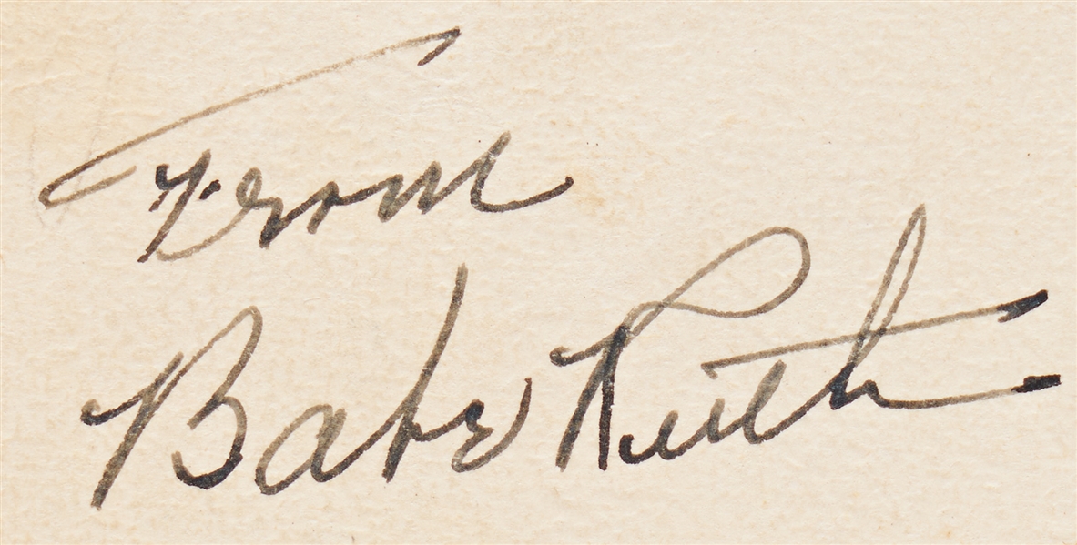 Babe Ruth Signed Card -- Without Inscription