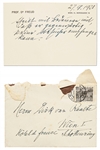 Sigmund Freud Handwritten Card and Envelope on His Personal Stationery