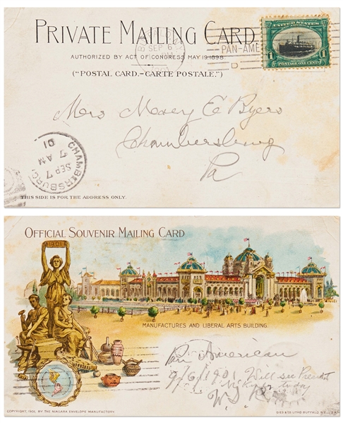 Postcard from the Pan-American Exposition in Buffalo, Postmarked the Day of William McKinleys Assassination Shooting in Buffalo