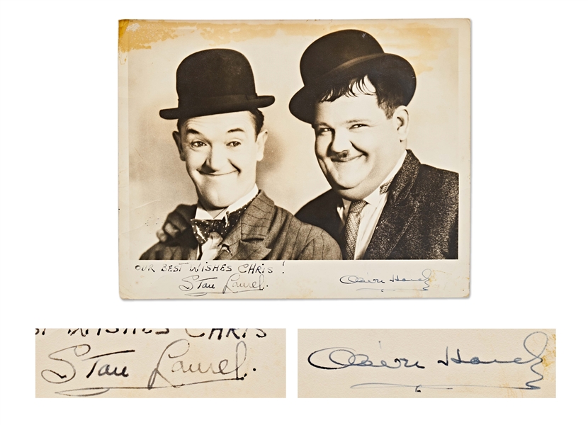 Laurel & Hardy Signed 10'' x 8'' Photo