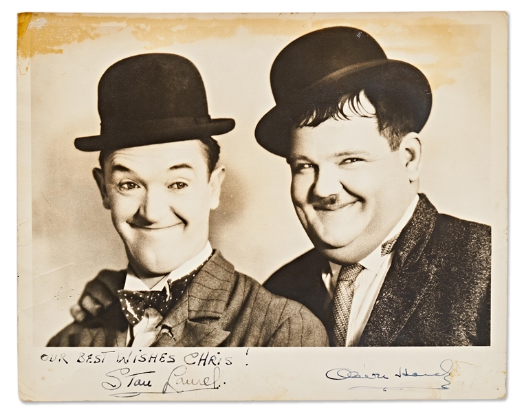 Laurel & Hardy Signed 10'' x 8'' Photo
