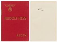 Rudolf Hess Signed First Edition of Reden, His Collection of Speeches -- Published in 1938