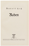 Rudolf Hess Signed First Edition of ''Reden'', His Collection of Speeches -- Published in 1938