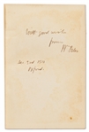 William Osler Signed First Edition of ''Counsels and Ideals'' Without Inscription -- Considered the ''Father of Modern Medicine'', Book Is a Collection of Osler's Writings