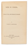 Florence Nightingale First U.S. Edition of ''Notes on Nursing'' Published 1860