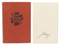 Hermann Goring Signed Copy of the German Novel Der Wehrwolf
