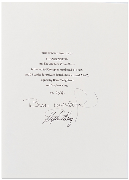 Stephen King Signed Limited Edition of ''Frankenstein'' by Mary Shelley