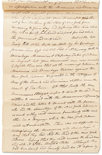 Petition of the Brothertown Indians to John Quincy Adams -- Signed by 32 Tribal Leaders Requesting Adams & the Senate Enforce the 1821 Treaty That Promised Land to the Tribe