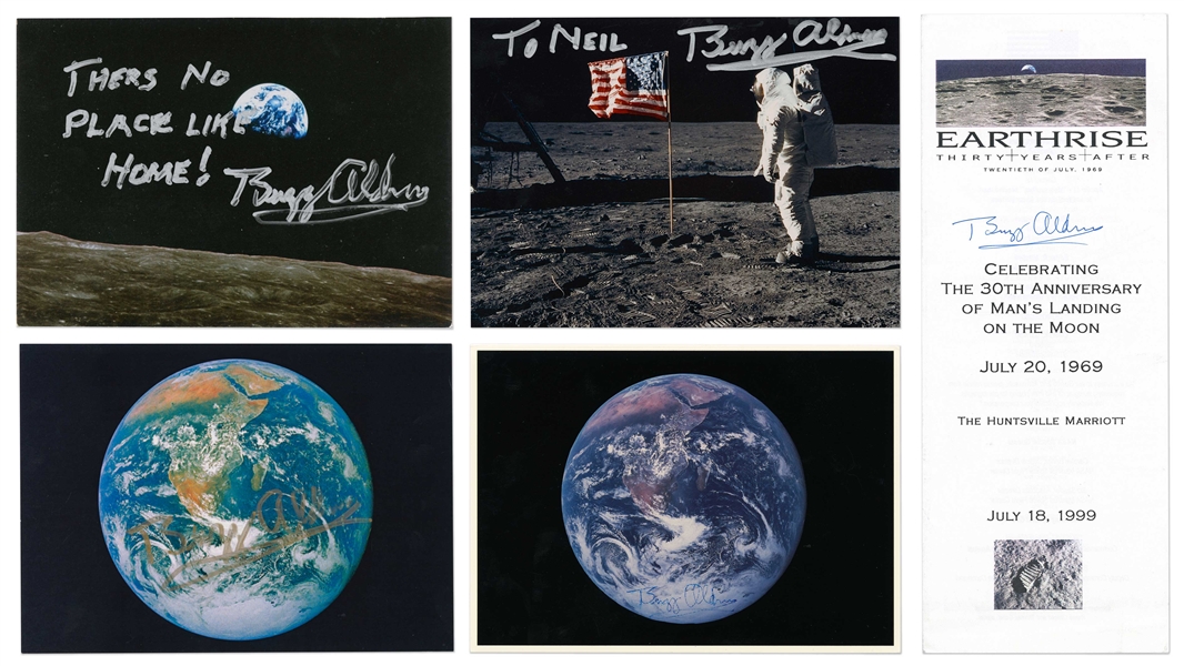 Large Archive of Flown & Signed Space Items -- Includes Apollo 14 Beta Cloth Swatch Flown to the Moon, 14 Items Signed by Buzz Aldrin, Jim Lovell Signed Apollo 13 Photo, 3 Charlie Duke Signed Photos