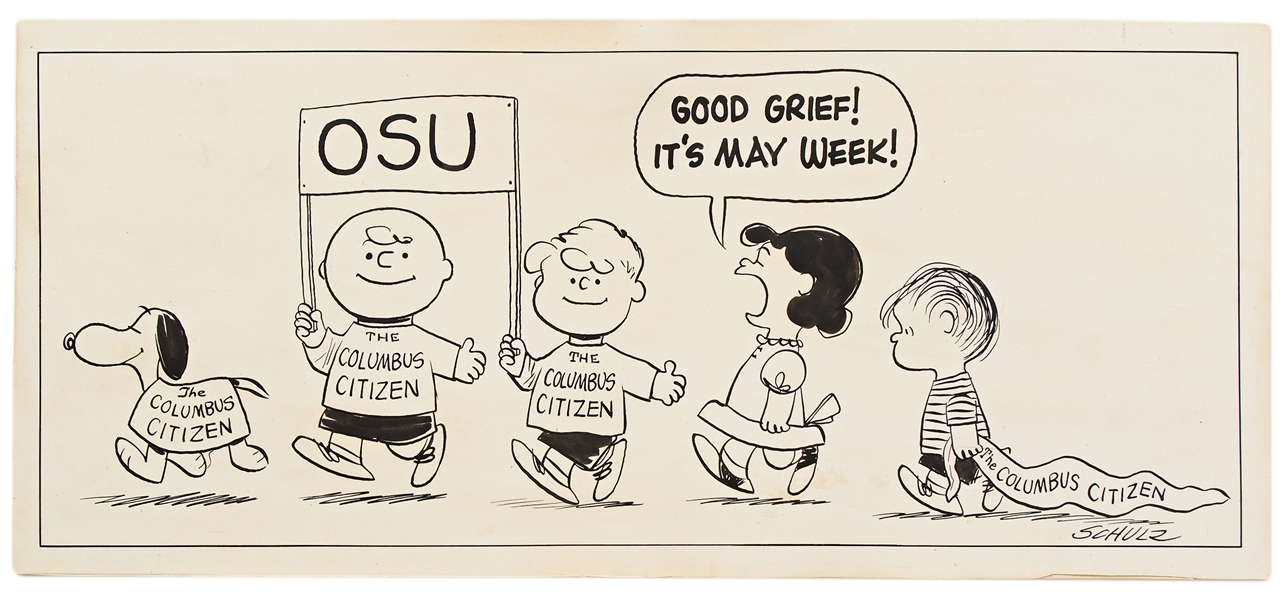 Charles Schulz Original ''Peanuts'' Advertising Artwork, Circa Mid-1950s -- Measures 18.75'' x 8.25''