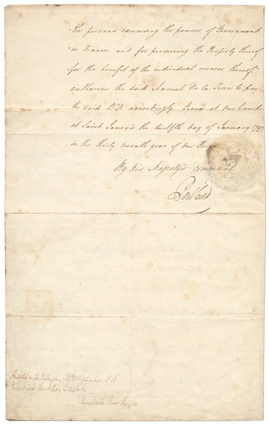 King George III Document Signed from 1797