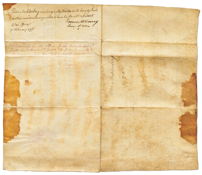 George Washington Document Signed as President -- Washington Grants Land to Brigadier General Peter ''Devil Pete'' Muhlenberg