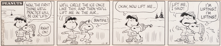 Original Charles Schulz Peanuts Comic Strip from 1971 -- Snoopy & Lucy Form an Unlikely Ice Skating Duo