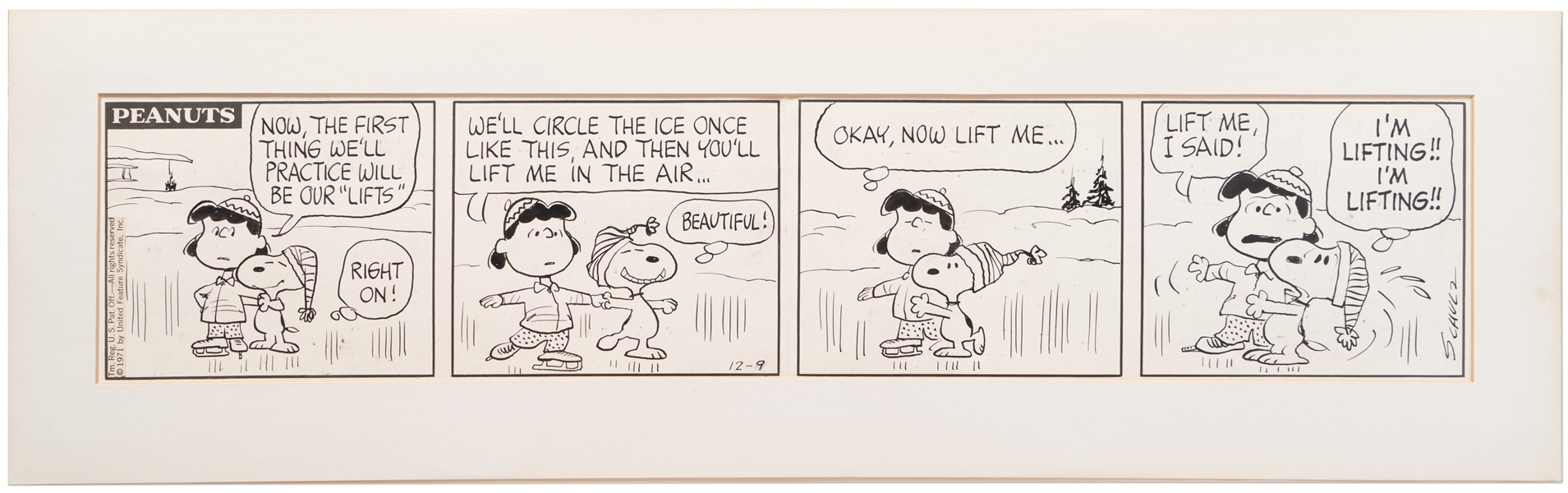 Original Charles Schulz ''Peanuts'' Comic Strip from 1971 -- Snoopy & Lucy Form an Unlikely Ice Skating Duo