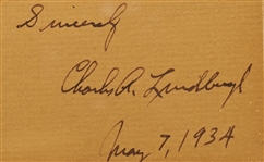 Charles Lindbergh Photo Signed on Presentation Mat