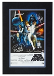 Carrie Fisher, Harrison Ford, Peter Mayhew and David Prowse Signed 10'' x 16'' ''Star Wars'' Photo of the Poster -- With Steiner COA for Fisher, Mayhew and Prowse, and Beckett COA for Ford