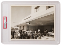 Original 10 x 8 Photo of John F. Kennedys Presidential Limousine at Parkland Hospital in Dallas -- Encapsulated & Authenticated by PSA as Type I Photograph