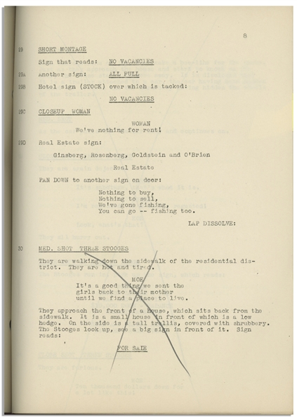 Moe Howard's Personally Owned Script for The Three Stooges Film ''G.I. Wanna Home'' -- With Crossed-Out Annotations in Moe's Hand Throughout