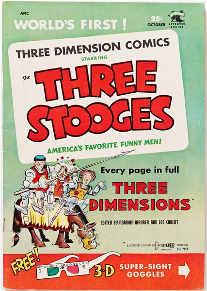 13 Copies of ''Three Stooges'' #2 and 4 Copies of #3 (St. John, 1953) -- Light Wear to Most, 4 Copies of #2 and 2 Copies of #3 Missing 3-D Glasses