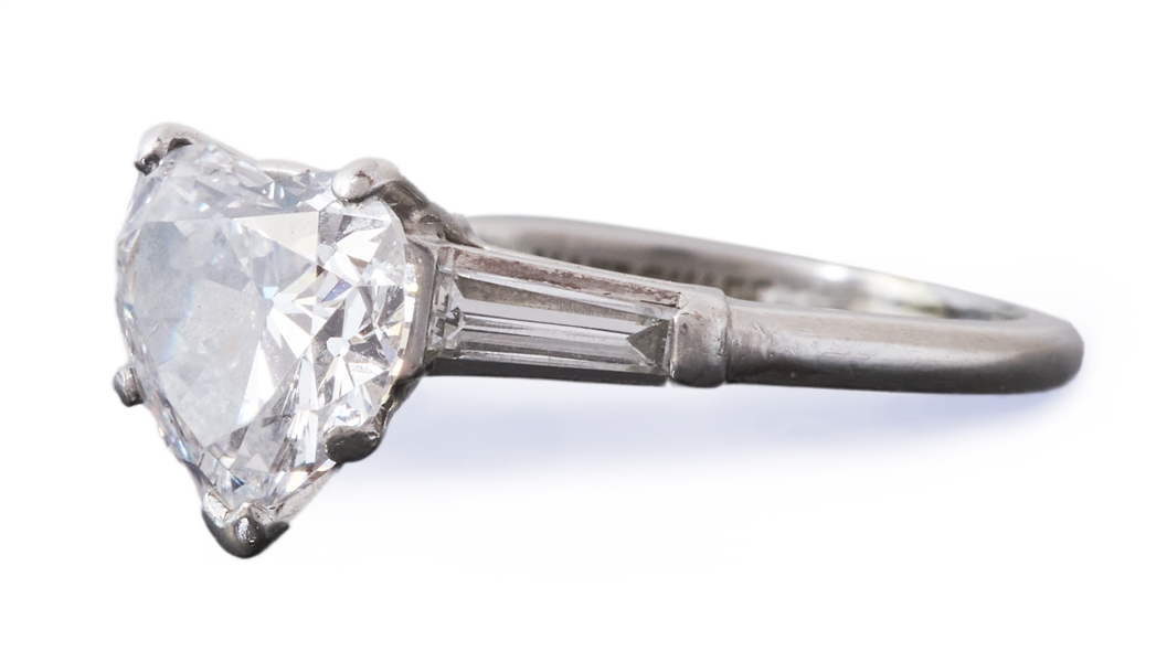 Beautiful Heart-Shaped Diamond Ring Gifted by Moe Howard to His Wife Helen -- Approx. 2-Carat F-VS Diamond