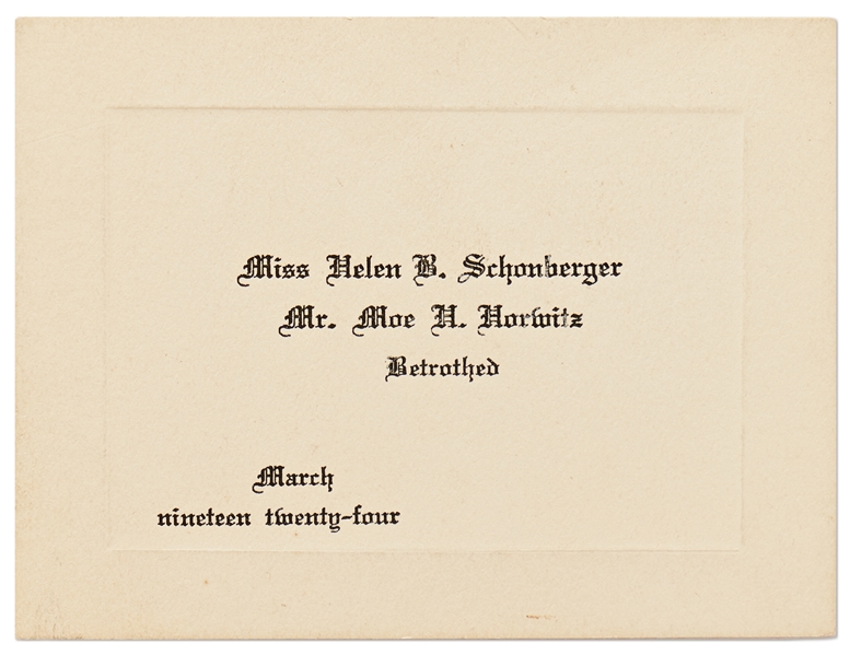 Autograph Album Signed Twice by Moe Howard with His Family Nicknames, ''Mo Me'' & ''Beansie'' -- Plus Moe & Helen's Wedding Card, 24 Postcards from Helen & Moe from the 1950s-60s & More Personal Items