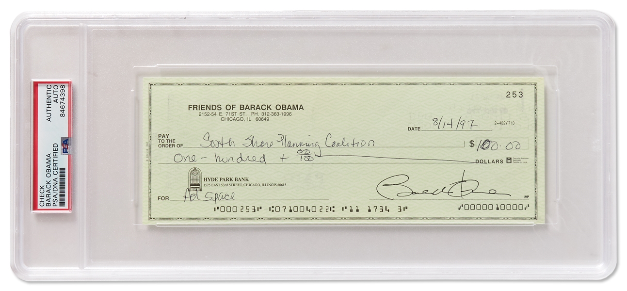 Barack Obama Check Signed from the ''Friends of Barack Obama'' Bank Account -- Encapsulated by PSA/DNA