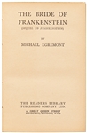 First UK Edition from 1935 of ''The Bride of Frankenstein'' -- With Original Dust Jacket