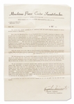 Kiyoshi Tanimoto Fundraising Letter Signed for the Hiroshima Peace Center Foundation
