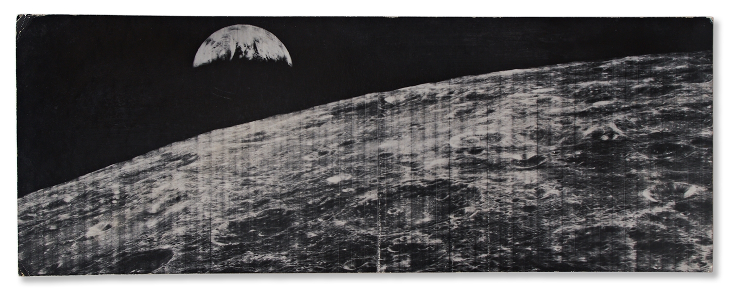NASA Large Format Panoramic Photo from 1966 Showing the First View of Earth from Space