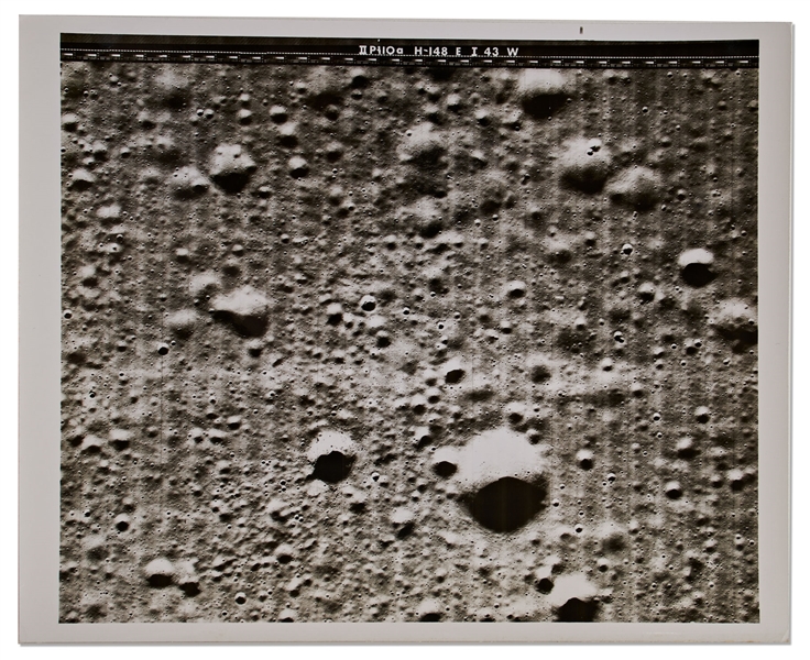 NASA Photo of the Moon's Surface, Taken by Lunar Orbiter 2 -- With NASA Press Release on Verso