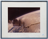 Astronaut Joe Allen Signed Space Walk Photo -- Measures 20 x 16 with Additional Signed Mat