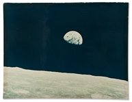 Large Format Original 14 x 11 McDonnell Douglas Apollo 8 Earthrise Photo -- Printed on A Kodak Paper