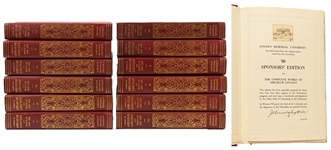 Twelve Volume Set of the Complete Works of Abraham Lincoln -- Leather Bound Limited Edition with Fold-out Copies of Lincolns Letters, Speeches, Etc. -- Near Fine Condition