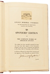 Twelve Volume Set of the ''Complete Works of Abraham Lincoln'' -- Leather Bound Limited Edition with Fold-out Copies of Lincoln's Letters, Speeches, Etc. -- Near Fine Condition