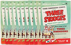 11 Copies of Three Stooges #2 (St. John, 1953) -- Light Wear, 3 Copies Missing 3-D Glasses, 1 Copy Bound with 2 Sets of 3-D Glasses