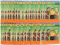 51 Copies of March of Comics / The Three Stooges #304 and 2 Copies of #373 (K.K. Publications, Inc., 1967) -- Light Wear to Most, a Few Soiled, with Label on Back Cover of 1