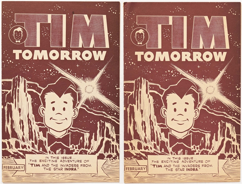 18 Issues of ''Tim Tomorrow'' Comics (1950-52) -- Most Near Fine Except as Noted -- 1 Copy of 5/50 (Writing on Covers); 1 of 8/51; 4 of 9/51; 2 of 10/51; 3 of 11/51; 1 of 12/51; 3 of 1/52; 3 of 2/52