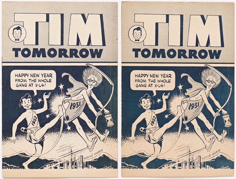 18 Issues of ''Tim Tomorrow'' Comics (1950-52) -- Most Near Fine Except as Noted -- 1 Copy of 5/50 (Writing on Covers); 1 of 8/51; 4 of 9/51; 2 of 10/51; 3 of 11/51; 1 of 12/51; 3 of 1/52; 3 of 2/52