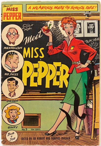 4 Copies of ''Meet Miss Pepper'' (St. John, 1954) -- 1 Copy of #5 and 3 Copies of #6 -- Light Chipping and Edgewear with Stamp on Back Covers
