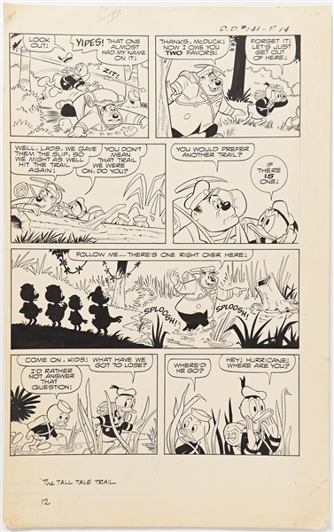 ''Donald Duck'' #141 Original ''The Tall-Tale Trail'' Artwork, Pages 14-15 (Gold Key, January 1972) -- Measures Approx. 14.5'' x 22'' -- Very Good to Near Fine