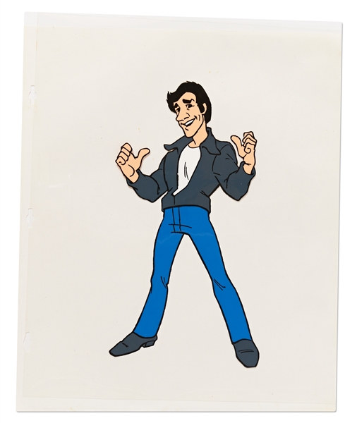 Lot of 9 Hanna-Barbera Cels from ''The Jetsons'', ''The Fonz and the Happy Days Gang'', ''Pac-Man'', ''Trollkins'' & More -- ''Trollkins'' Measures 16.5'' x 10.5'', All Others 12.5'' x 10.5'' --...