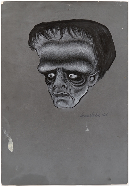 Norman Maurer Original Portrait Artwork of Ogg or Zogg for ''The Three Stooges in Orbit'' -- Signed and Dated 1964 -- Large Sheet Measures 9'' x 13'' -- Pinholes to Margin, Else Near Fine