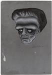 Norman Maurer Original Portrait Artwork of Ogg or Zogg for The Three Stooges in Orbit -- Signed and Dated 1964 -- Large Sheet Measures 9 x 13 -- Pinholes to Margin, Else Near Fine