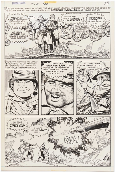Norman Maurer ''Tomahawk'' #138 Original ''Medal of Honor'' Artwork, Pages 34-37 Including Splash Page (DC, February 1972) -- Each Page Measures 10.25'' x 16'' -- Very Good to Near Fine