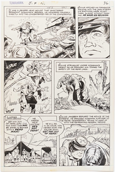 Norman Maurer ''Tomahawk'' #138 Original ''Medal of Honor'' Artwork, Pages 34-37 Including Splash Page (DC, February 1972) -- Each Page Measures 10.25'' x 16'' -- Very Good to Near Fine